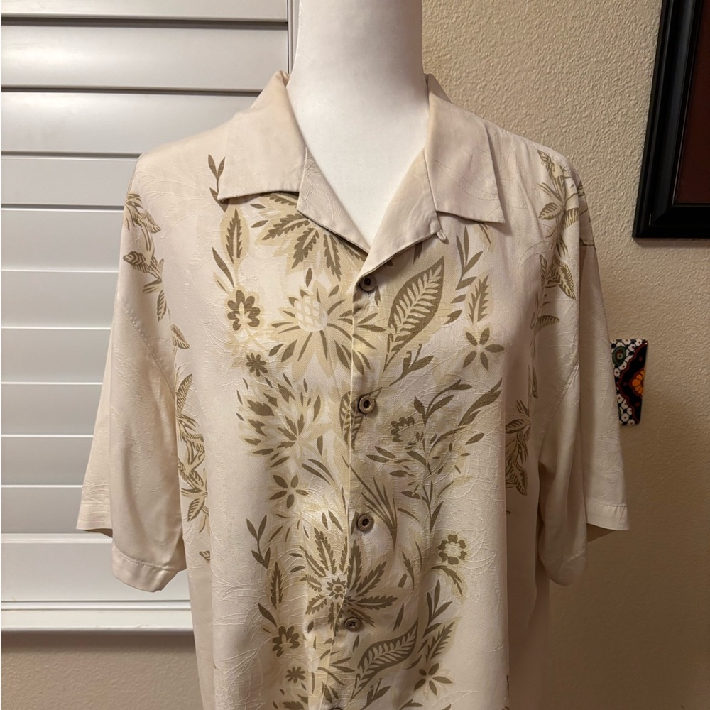 Tommy Bahama Men’s Silk Camp Shirt XL Palm Floral